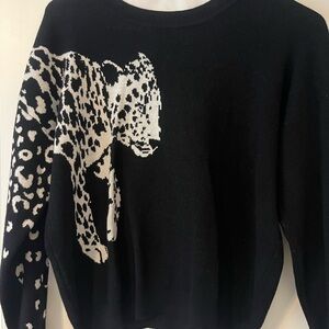 Emerald Black and White Leopard Sweater